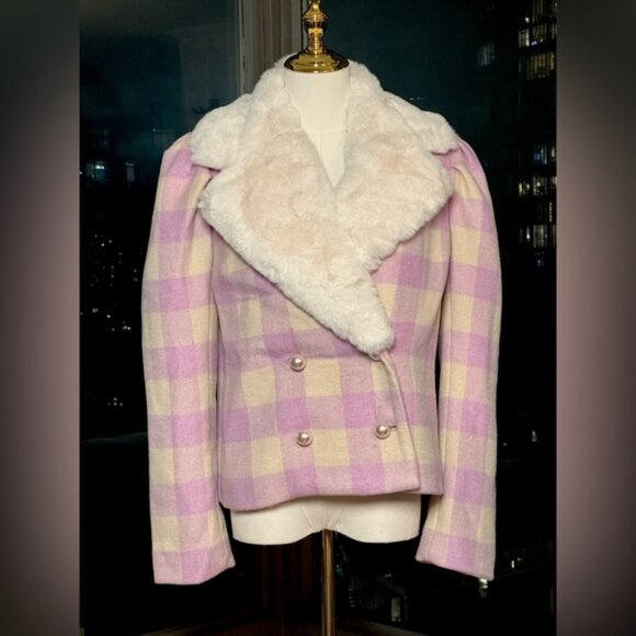 🆕 LOVESHACKFANCY 🧿 NWOT Dumont Faux Fur Collared Jacket, Lavender - Sz XS - Picture 11 of 16